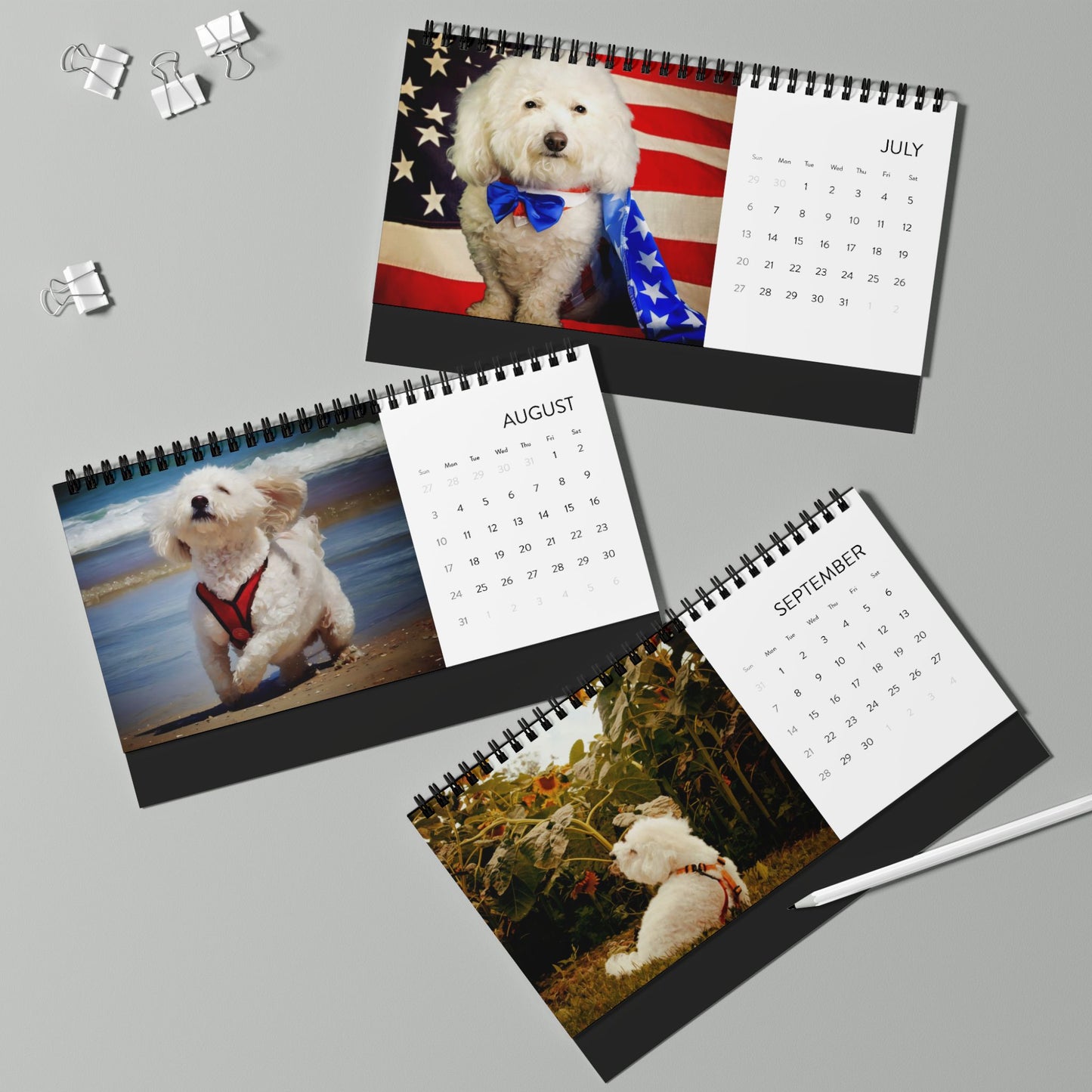 Harvee Bichon Frise Desktop Calendar 2025